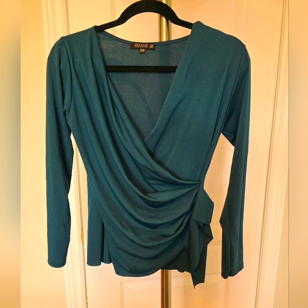 Hunter Green Wrap Top